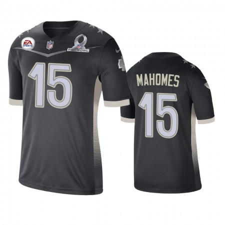 Maillot Homme Kansas City Chiefs Patrick Mahomes 15 Game Anthracite 2021 AFC Pro Bowl
